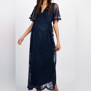 Pinkblush Maternity Lace Maxi Dress - Navy Blue